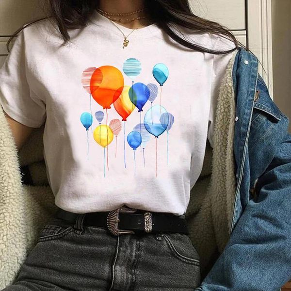 print clothes graphic cartoon balloon womens t shirts cute casual mujer camisetas tees female shirt, White
print clothes graphic cartoon balloon womens t shirts cute casual mujer camisetas tees female shirt, White