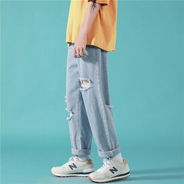 men's jeans icclek fall hiphop hip hop ripped straight pants distressed patchwork men clothing, Blue
men's jeans icclek fall hiphop hip hop ripped straight pants distressed patchwork men clothing, Blue