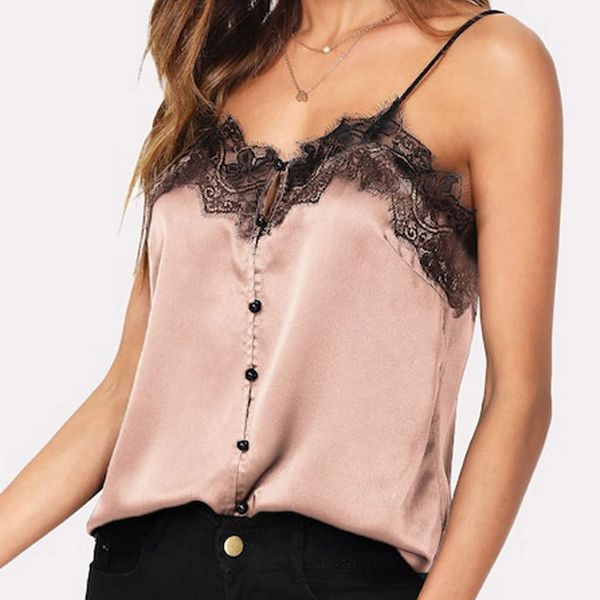 womens tanks women camisole satin elegant lace patchwork button v neck female camis silk straps tank summer, White
womens tanks women camisole satin elegant lace patchwork button v neck female camis silk straps tank summer, White