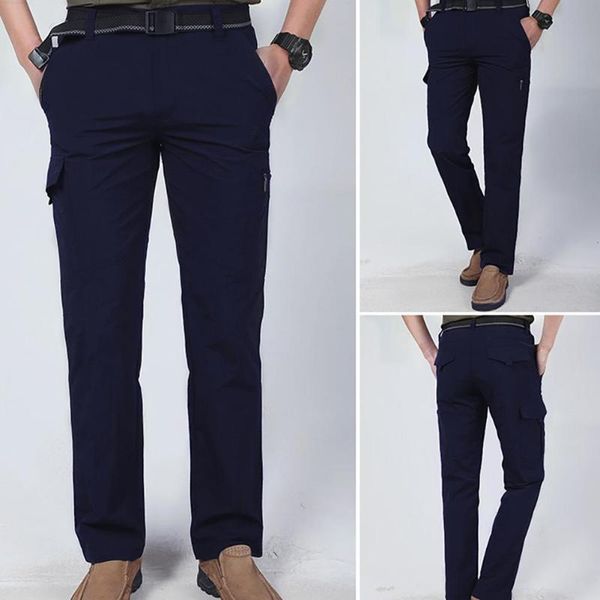 men solid color quick dry thin multi-pocket long cargo pants outdoor trousers men's, Black
men solid color quick dry thin multi-pocket long cargo pants outdoor trousers men's, Black