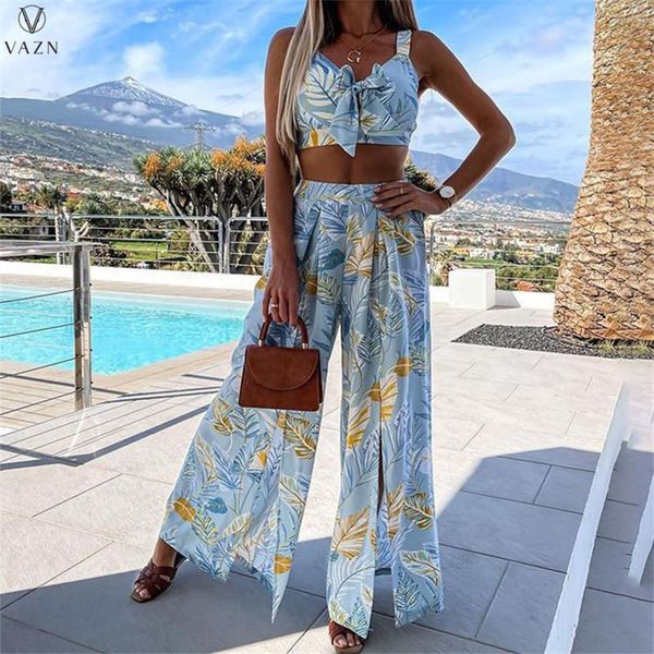 women's two piece pants vazn 2021 women fashion holiday beach style sets sleeveless short elastic long printed lady 2 set, White
women's two piece pants vazn 2021 women fashion holiday beach style sets sleeveless short elastic long printed lady 2 set, White