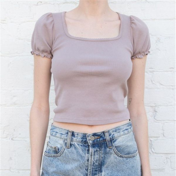 women's knits & tees slim girls soft cotton tshirts 2021 summer fashion ladies bomb ruffles vintage women chic streetwear cut, White
women's knits & tees slim girls soft cotton tshirts 2021 summer fashion ladies bomb ruffles vintage women chic streetwear cut, White