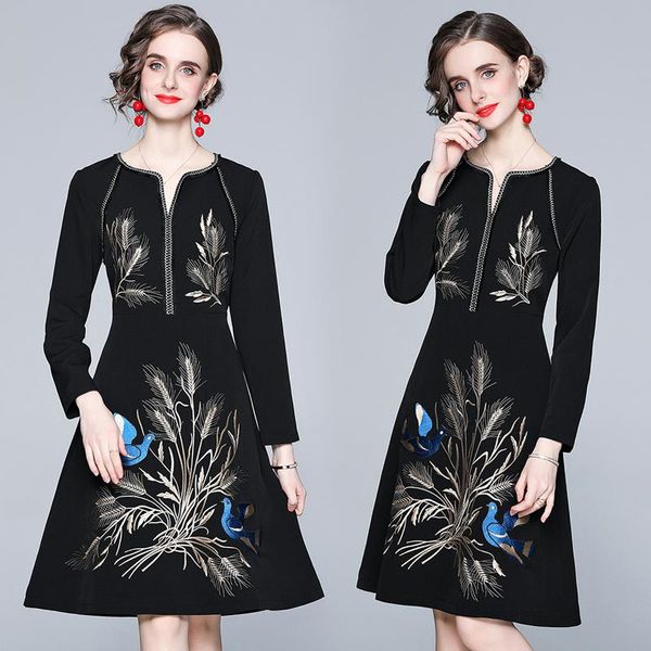 casual dresses simgent black embroidery dress women autumn long sleeve v-neck a line knee length vintage jurken vestidos sg1873, Black;gray
casual dresses simgent black embroidery dress women autumn long sleeve v-neck a line knee length vintage jurken vestidos sg1873, Black;gray