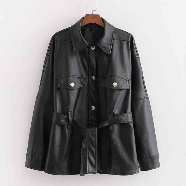 stylish 3 colors pockets pu leather jacket women fashion casual turn-down collar jackets elegant ladies tie belt waist coat 210520, Black
stylish 3 colors pockets pu leather jacket women fashion casual turn-down collar jackets elegant ladies tie belt waist coat 210520, Black