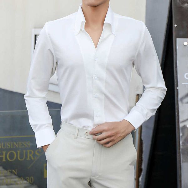 drs men's french collar shirt long sleeve british court style banquet slim fashion s men, White;black
drs men's french collar shirt long sleeve british court style banquet slim fashion s men, White;black