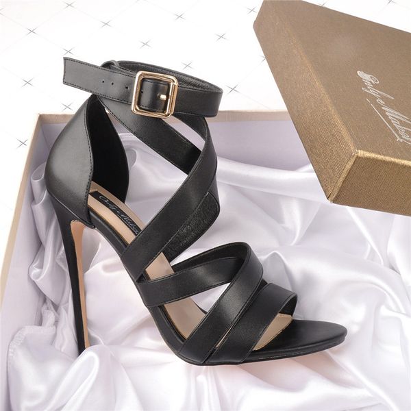 sandals onlymake peep toe cross strap stiletto black sandals