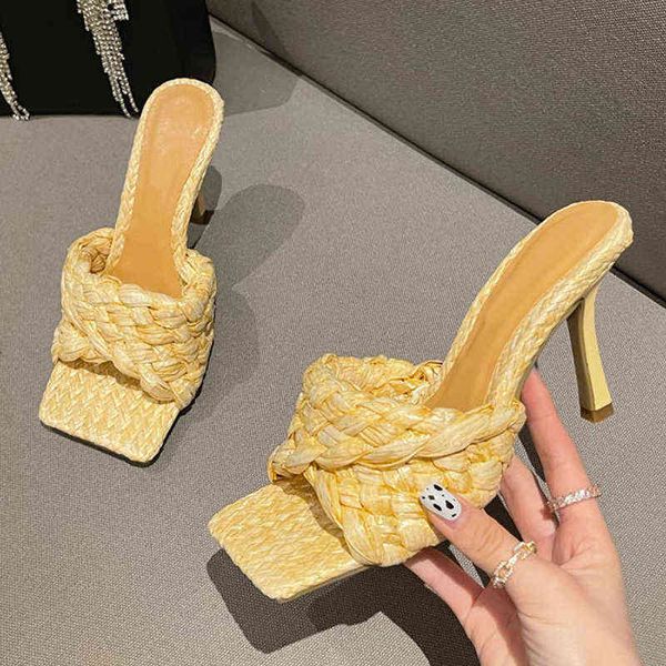 nxy slippers 2022 new weaving high heel mule women's designer slider summer party shoes outdoor 220125, Black
nxy slippers 2022 new weaving high heel mule women's designer slider summer party shoes outdoor 220125, Black
