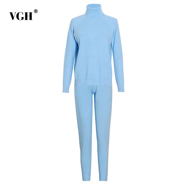 vgh minimalist solid two piece set for women turtleneck long sleeve sweater casual pants female knitted suits autumn fashion 210421, White
vgh minimalist solid two piece set for women turtleneck long sleeve sweater casual pants female knitted suits autumn fashion 210421, White