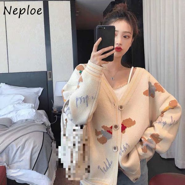 women sweaters spring and autumn loose cute bear cartoon pattern long sleeve knitted cardigans mujers 82365 210430, White
women sweaters spring and autumn loose cute bear cartoon pattern long sleeve knitted cardigans mujers 82365 210430, White