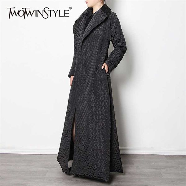 twotwinstyle patchwork plaid solid parkas for women lapel long sleeve casual cotton coat female winter fashion clothes 211216, Black
twotwinstyle patchwork plaid solid parkas for women lapel long sleeve casual cotton coat female winter fashion clothes 211216, Black