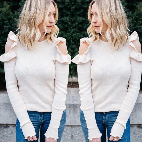 women's sweaters ruffles cut out women ladies sweet long sleeve casual lady slim pullovers solid thin, White;black
women's sweaters ruffles cut out women ladies sweet long sleeve casual lady slim pullovers solid thin, White;black