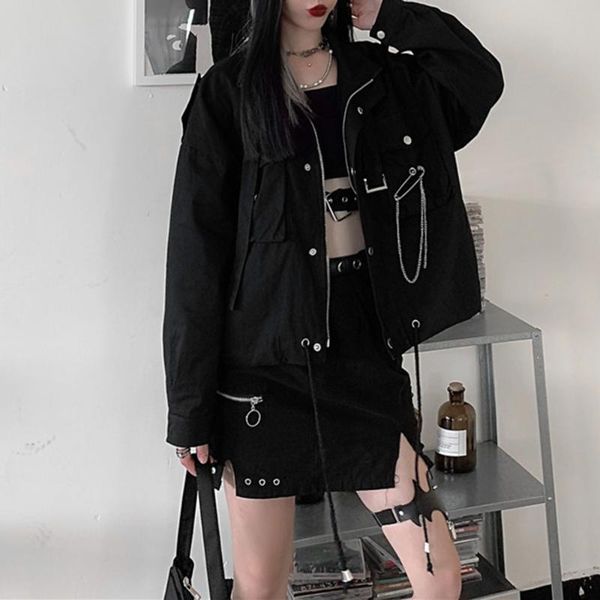 rosetic gothic oversize jacket woman casual harajuku streetwear women black bomber motorcycle jackets coats spring fall 2021 women's, Black;brown
rosetic gothic oversize jacket woman casual harajuku streetwear women black bomber motorcycle jackets coats spring fall 2021 women's, Black;brown