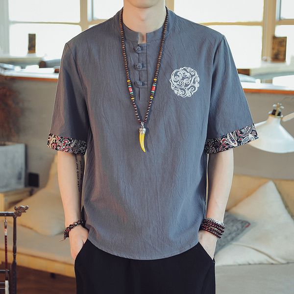 style chinese pan button linen shirt men's short sleeve t-shirt tang cotton leprosy casual top, White;black
style chinese pan button linen shirt men's short sleeve t-shirt tang cotton leprosy casual top, White;black