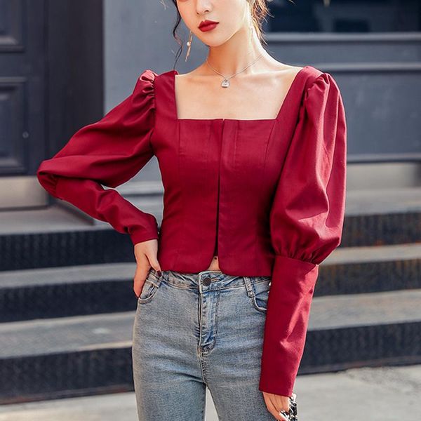 women's blouses & shirts vintage puff sleeve women solid short style elegant female chic square collar ladies korean, White
women's blouses & shirts vintage puff sleeve women solid short style elegant female chic square collar ladies korean, White
