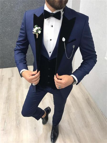 men's suits & blazers (jacket+pants+vest) navy blue with velvet lapel 3 piece groom tuexdos for wedding formal prom suit party evening, White;black
men's suits & blazers (jacket+pants+vest) navy blue with velvet lapel 3 piece groom tuexdos for wedding formal prom suit party evening, White;black