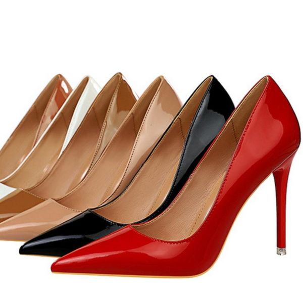 dress shoes .5cm thin heel super high bright lacquer leather shallow mouth pointed head women's single shoe, Black
dress shoes .5cm thin heel super high bright lacquer leather shallow mouth pointed head women's single shoe, Black