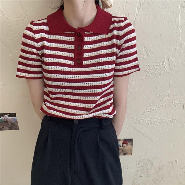 women's t-shirt korean ulzzang harajuku bf neck shirt lapel chic striped pullovers short sleeve women summer loose fashion knit top, White
women's t-shirt korean ulzzang harajuku bf neck shirt lapel chic striped pullovers short sleeve women summer loose fashion knit top, White