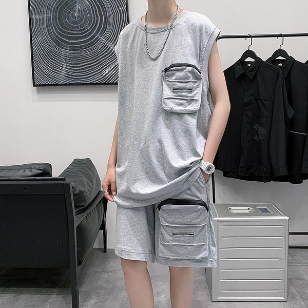 men's tracksuits summer 100% cotton big pockets decor sleeveless t-shirt sets simple all match loose casual shorts homme 3xl, Gray
men's tracksuits summer 100% cotton big pockets decor sleeveless t-shirt sets simple all match loose casual shorts homme 3xl, Gray