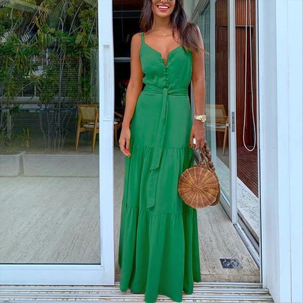 summer dress fashion high waist women tank spaghetti strap v neck backless solid button slim elegant party long, White
summer dress fashion high waist women tank spaghetti strap v neck backless solid button slim elegant party long, White