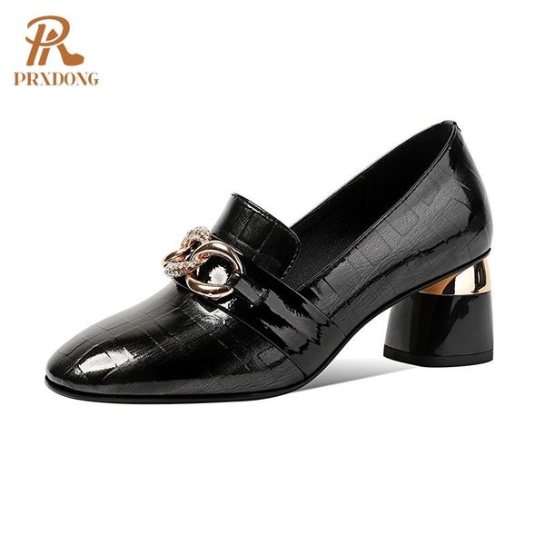 dress shoes classic women pumps thick high heels fashion metal decoration genuine leather working spring autumn round toe woman, Black
dress shoes classic women pumps thick high heels fashion metal decoration genuine leather working spring autumn round toe woman, Black