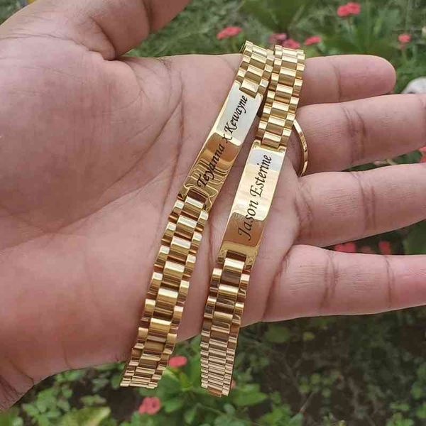 custom name bangles bracelets for women men gold stainless steel personalized jewelry bijoux femme bff, Golden;silver