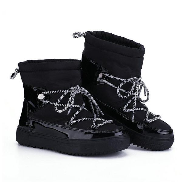 boots leather woman snow natural fur warm wool women's lace-up round toe flat with winter botas mujer, Black
boots leather woman snow natural fur warm wool women's lace-up round toe flat with winter botas mujer, Black