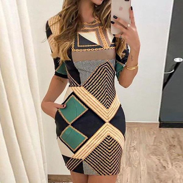 geometric print bodycon dress women o neck summer half sleeve mini dress office lady party dresses 210521, Black;gray
geometric print bodycon dress women o neck summer half sleeve mini dress office lady party dresses 210521, Black;gray