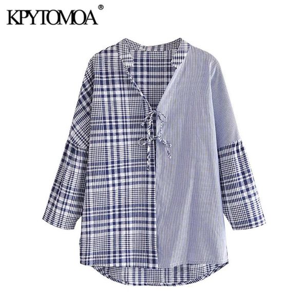 women's blouses & shirts kpytomoa women 2021 fashion with tied patchwork check oversized vintage v neck long sleeve female chic, White
women's blouses & shirts kpytomoa women 2021 fashion with tied patchwork check oversized vintage v neck long sleeve female chic, White