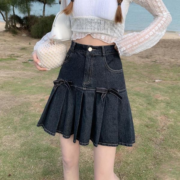 skirts sweet bow dark denim pleated short skirt women's summer 2021 high waist a-line mini causal streetwear y2k, Black
skirts sweet bow dark denim pleated short skirt women's summer 2021 high waist a-line mini causal streetwear y2k, Black