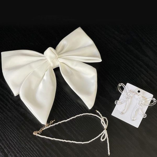 hair clips white bow accessories set with necklace & ear elegant fashion wedding jewelry gifts for women
hair clips white bow accessories set with necklace & ear elegant fashion wedding jewelry gifts for women