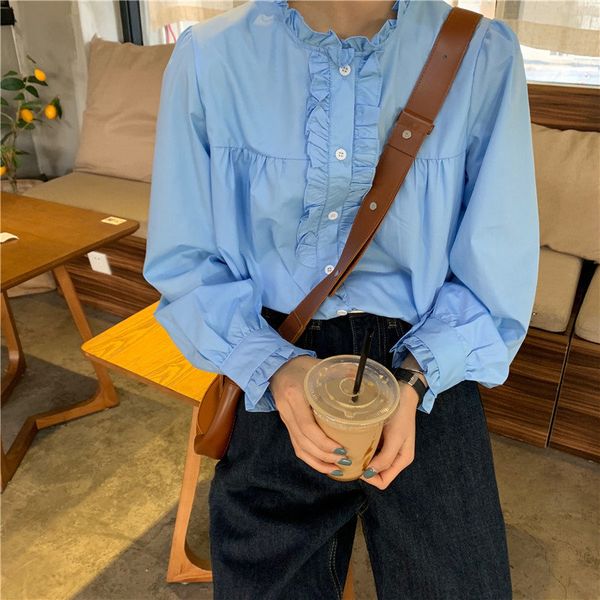 dress blue stand ruffles fashion cute solid chic gentle fresh women stylish feminine shirts, White
dress blue stand ruffles fashion cute solid chic gentle fresh women stylish feminine shirts, White