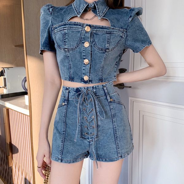 dress 2021 summer streetwear pants denim two women crop blouse shirts + bandage shorts suits 2 piece set p4ug, Black;gray
dress 2021 summer streetwear pants denim two women crop blouse shirts + bandage shorts suits 2 piece set p4ug, Black;gray
