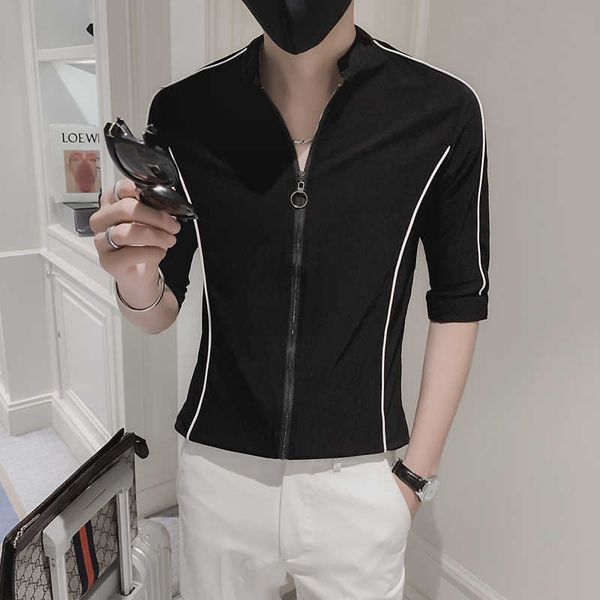fashion zipper shirts men summer short sleeve stand-up collar shirts streetwear social party blouse camisas para hombre 210527, White;black
fashion zipper shirts men summer short sleeve stand-up collar shirts streetwear social party blouse camisas para hombre 210527, White;black