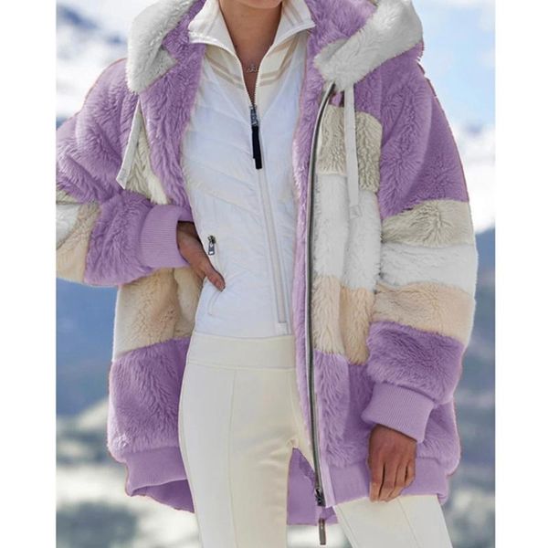 women's jackets womens winter faux fur warm hoodies jacket contrast color striped fluffy plush coat front zip up oversized loose sweats, Black;brown
women's jackets womens winter faux fur warm hoodies jacket contrast color striped fluffy plush coat front zip up oversized loose sweats, Black;brown