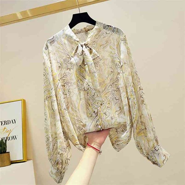 spring women's blouse korean style bow tie collar lantern sleeve bright silk print shirt casual loose female 210506, White
spring women's blouse korean style bow tie collar lantern sleeve bright silk print shirt casual loose female 210506, White