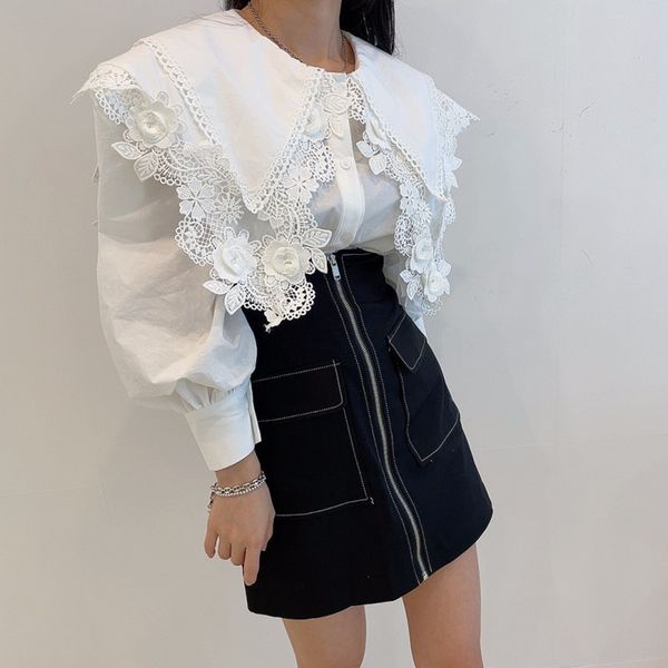 women's hoodies & sweatshirts hzirip chic korean embroidery fashion soluble in water double loop peter pan collar ladies shirt all-matc, Black
women's hoodies & sweatshirts hzirip chic korean embroidery fashion soluble in water double loop peter pan collar ladies shirt all-matc, Black