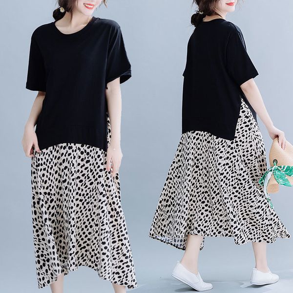 dress Summer short-sleeve style longdress fashion Korean version of the fake leopard pattern dressed in two loose pieces, Black;gray
dress Summer short-sleeve style longdress fashion Korean version of the fake leopard pattern dressed in two loose pieces, Black;gray