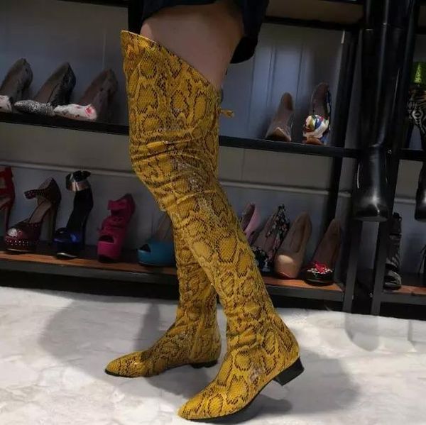 boots fashion woman yellow python snakeskin leather flat long over the knee thigh high 100% real pos in stock lady, Black
boots fashion woman yellow python snakeskin leather flat long over the knee thigh high 100% real pos in stock lady, Black
