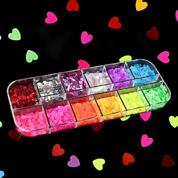 nail art decorations 12 grids fluorescence sweet love heart sequins for neon glitter flakes set valentine charm designs, Silver;gold
nail art decorations 12 grids fluorescence sweet love heart sequins for neon glitter flakes set valentine charm designs, Silver;gold