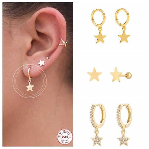 hoop & huggie aide 925 sterling silver classic zircon star moon pendant earrings for women crystal pentagram jewelry pendiente, Golden;silver
hoop & huggie aide 925 sterling silver classic zircon star moon pendant earrings for women crystal pentagram jewelry pendiente, Golden;silver