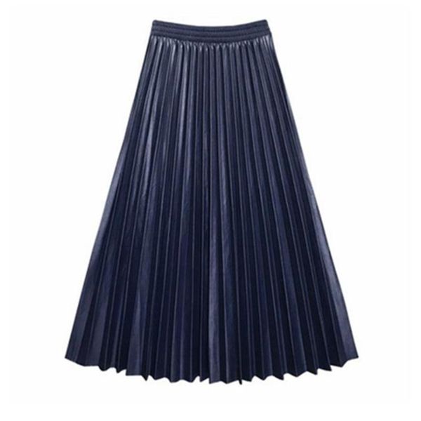 skirts autumn winter high waist long pleated womens 2021 vintage black faux leather maxi skirt office lady jupes femme 
skirts autumn winter high waist long pleated womens 2021 vintage black faux leather maxi skirt office lady jupes femme