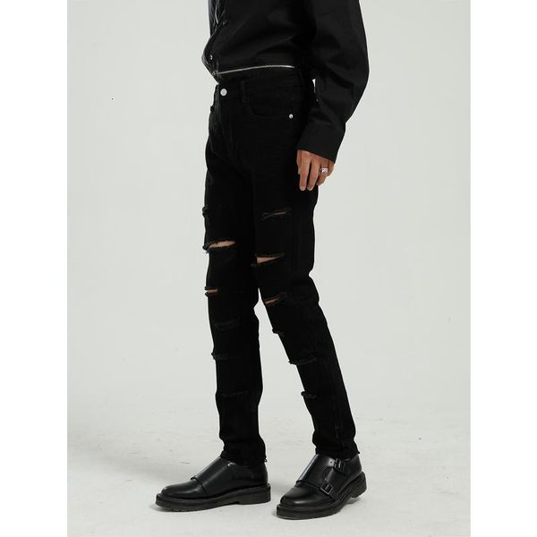 men's jeans male streetwear hip hop vintage pencil pant men broken hole slim fit black denim trousers ig8f, Blue
men's jeans male streetwear hip hop vintage pencil pant men broken hole slim fit black denim trousers ig8f, Blue