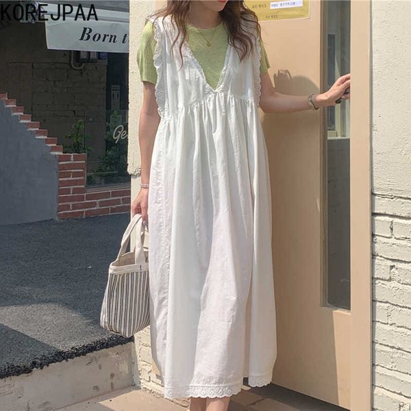 korejpaa women sets summer korean chic ladies sweet fresh temperament round neck slim knit sweater lace sleeveless dress 210526, White
korejpaa women sets summer korean chic ladies sweet fresh temperament round neck slim knit sweater lace sleeveless dress 210526, White