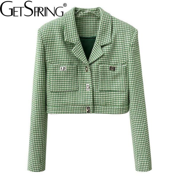 women's jackets getspring women coat vintage plaid short coats and all match casual spring/autumn jaket 2021 fashion, Black;brown
women's jackets getspring women coat vintage plaid short coats and all match casual spring/autumn jaket 2021 fashion, Black;brown