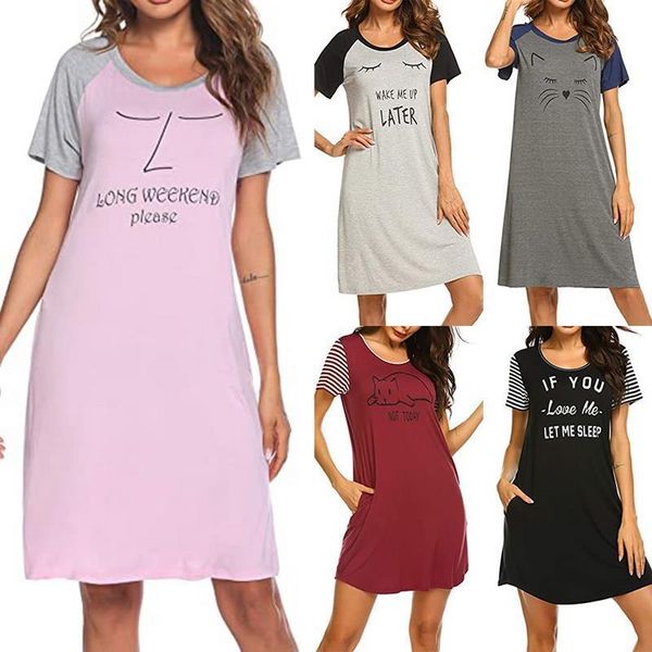 letter nightgowns sleepshirts casual loose women sleepwear sleep shirt printed night dress short sleeve nightwear, Black;red
letter nightgowns sleepshirts casual loose women sleepwear sleep shirt printed night dress short sleeve nightwear, Black;red