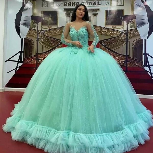 sheer neck ball gown quinceanera dresses jewel long sleeve beads cascading ruffles long formal prom party gowns for sweet 15, Blue;red
sheer neck ball gown quinceanera dresses jewel long sleeve beads cascading ruffles long formal prom party gowns for sweet 15, Blue;red