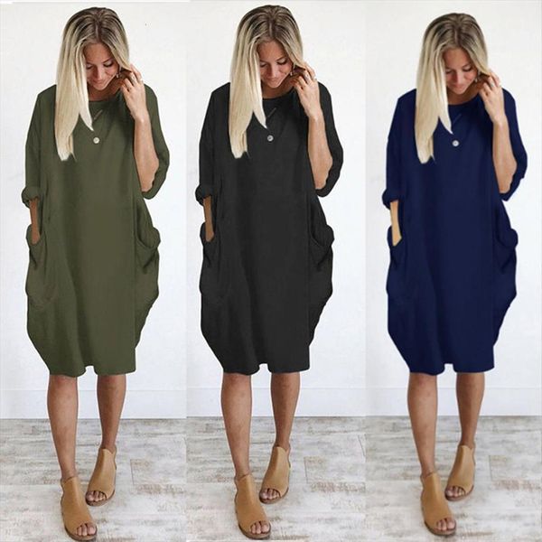 casual solid color womens dresses o neck long sleeve pockets knee length baggy dress vestidos streetwear woman plus size, Black;gray
casual solid color womens dresses o neck long sleeve pockets knee length baggy dress vestidos streetwear woman plus size, Black;gray