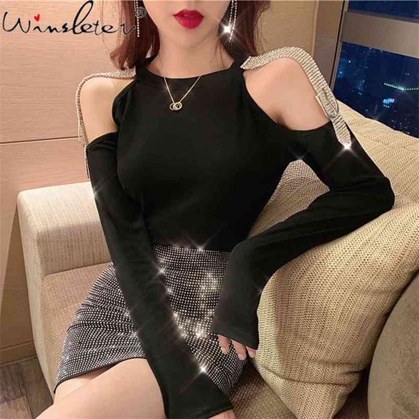 fall winter korean style t-shirt women fashion shiny hollow out chain diamonds ropa mujer stretchy cotton tees t09507l 210401, White
fall winter korean style t-shirt women fashion shiny hollow out chain diamonds ropa mujer stretchy cotton tees t09507l 210401, White
