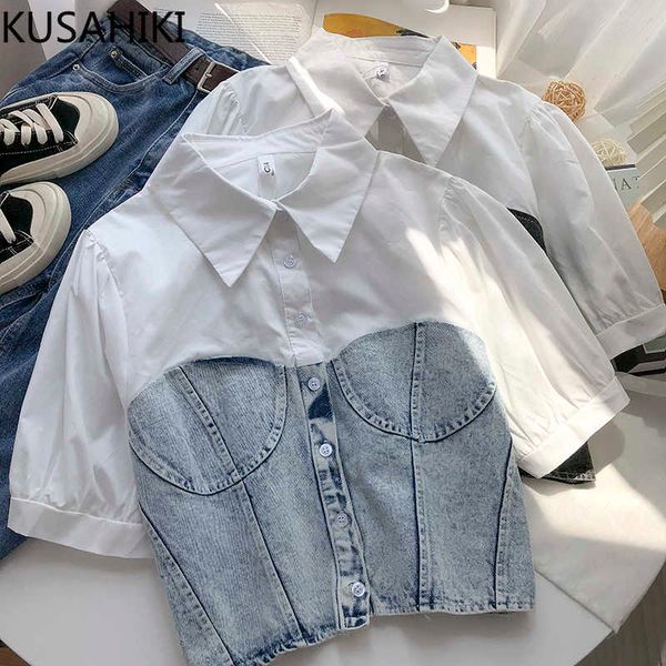 demin patchwork fake two pieces blouse shirt single breasted turn-down collar women causal short blusas 6g480 210603, White
demin patchwork fake two pieces blouse shirt single breasted turn-down collar women causal short blusas 6g480 210603, White