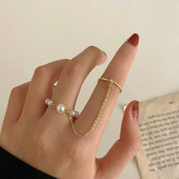 ring 2021 new simple with chain for women creative retro two-rings together pearl fashion western style jewelry, Golden;silver
ring 2021 new simple with chain for women creative retro two-rings together pearl fashion western style jewelry, Golden;silver